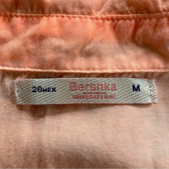 BERSHKA Sunny Days & Me neon orange sheer button down silk blend shirt. Size M - Picture 7 of 7